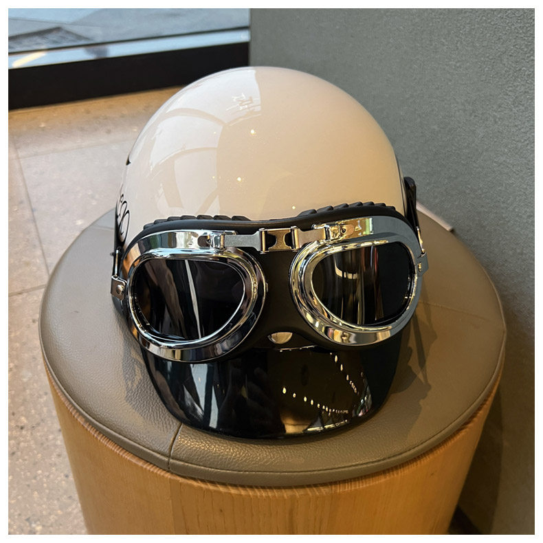 Retro Motorcycle Helmet 3C Certified Electric Vehicle Safety Helmet Men's and Women's Half Helmet Summer Sun Protection Safety Helmet Motorcycle Helmet