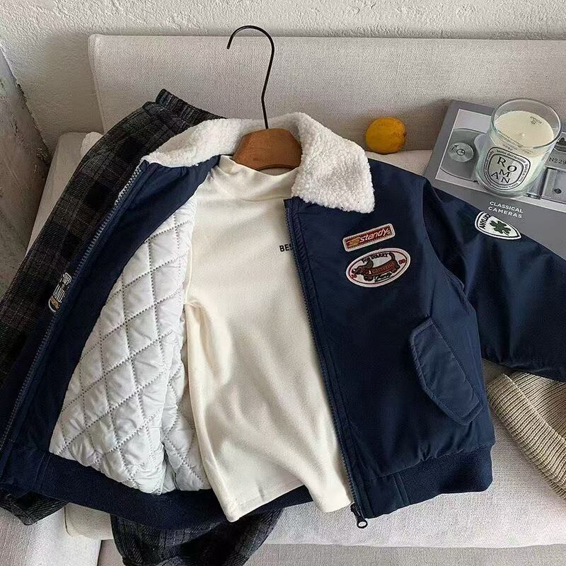 Children's Quilted Jacket 2026 Autumn and Winter New Style Boys' Korean Style Thickened Embroidered Jacket Baby Toddler Stylish Cotton Coat