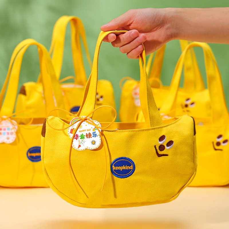 Graduation-banana canvas bag [replaceable tag birthday/graduation/full of energy]