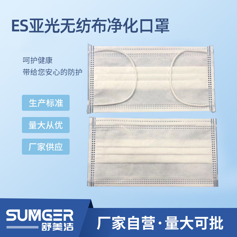 厂家供应ES三层无纺布净化口罩（包边、外点）无尘车间适用防护