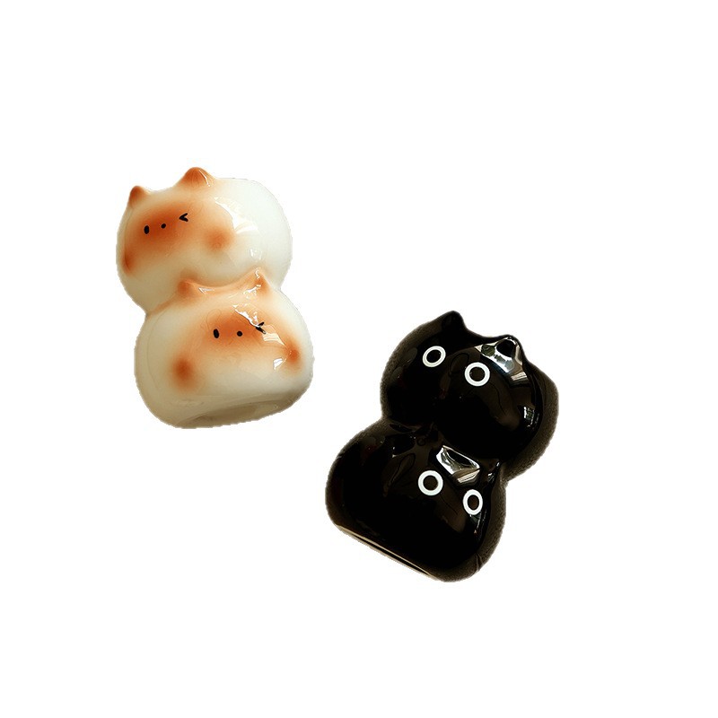 Lindo gato siamés, creativo, jarrón de alto valor, lujo ligero, decoración de la sala de estar, jarrón, flores artificiales, adornos de rosas