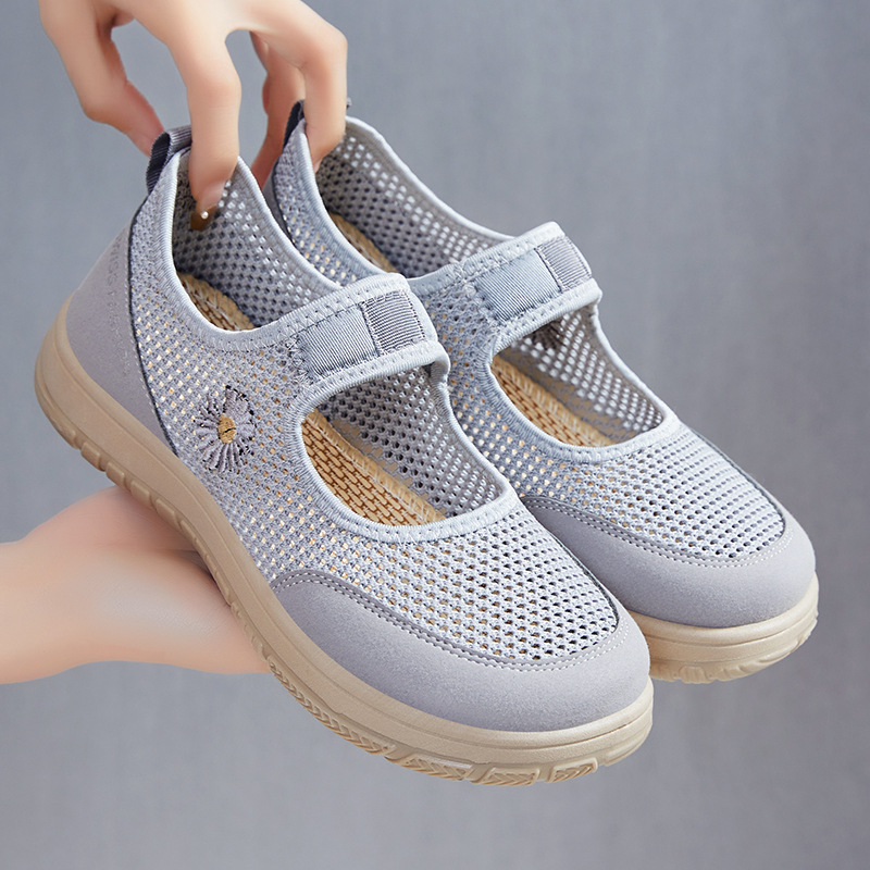 Women's Summer Breathable Mesh Shoes Fashion Trendy Mom Shoes Slip-On Casual Shoes Single Shoes Dropshipping