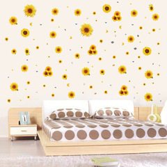 妍佳新款向陽花蝴蝶自粘牆貼 清新向日葵牆貼 跨境小尺寸包裝貼畫