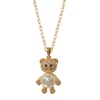 Small design necklace from pearl, golden chain for key bag  stainless steel, 2022 collection, with little bears, light luxury style