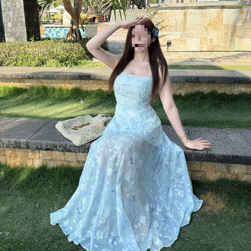 夏季新款胖MM连衣裙长裙时尚百搭开衫吊带女甜美大码海边拍摄|undefined