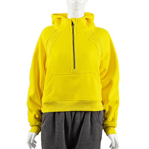Cross-border scuba oversized half-zip hooded sweatshirt women winter short coat loose casual yoga