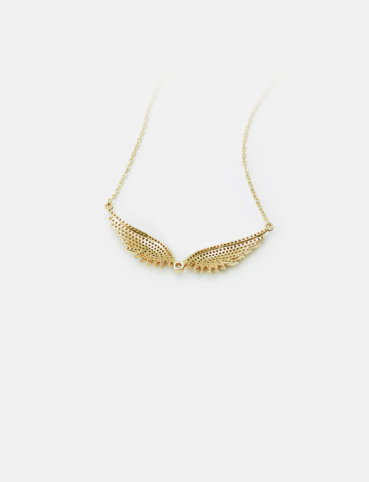 fashion copper goldplated zircon feather necklacepicture4