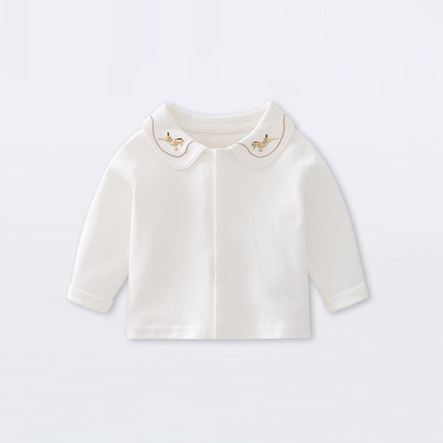 Nordic Trojan cross-border children's clothing baby shirt lapel T-shirt pure cotton long-sleeved bottoming shirt infant cotton top