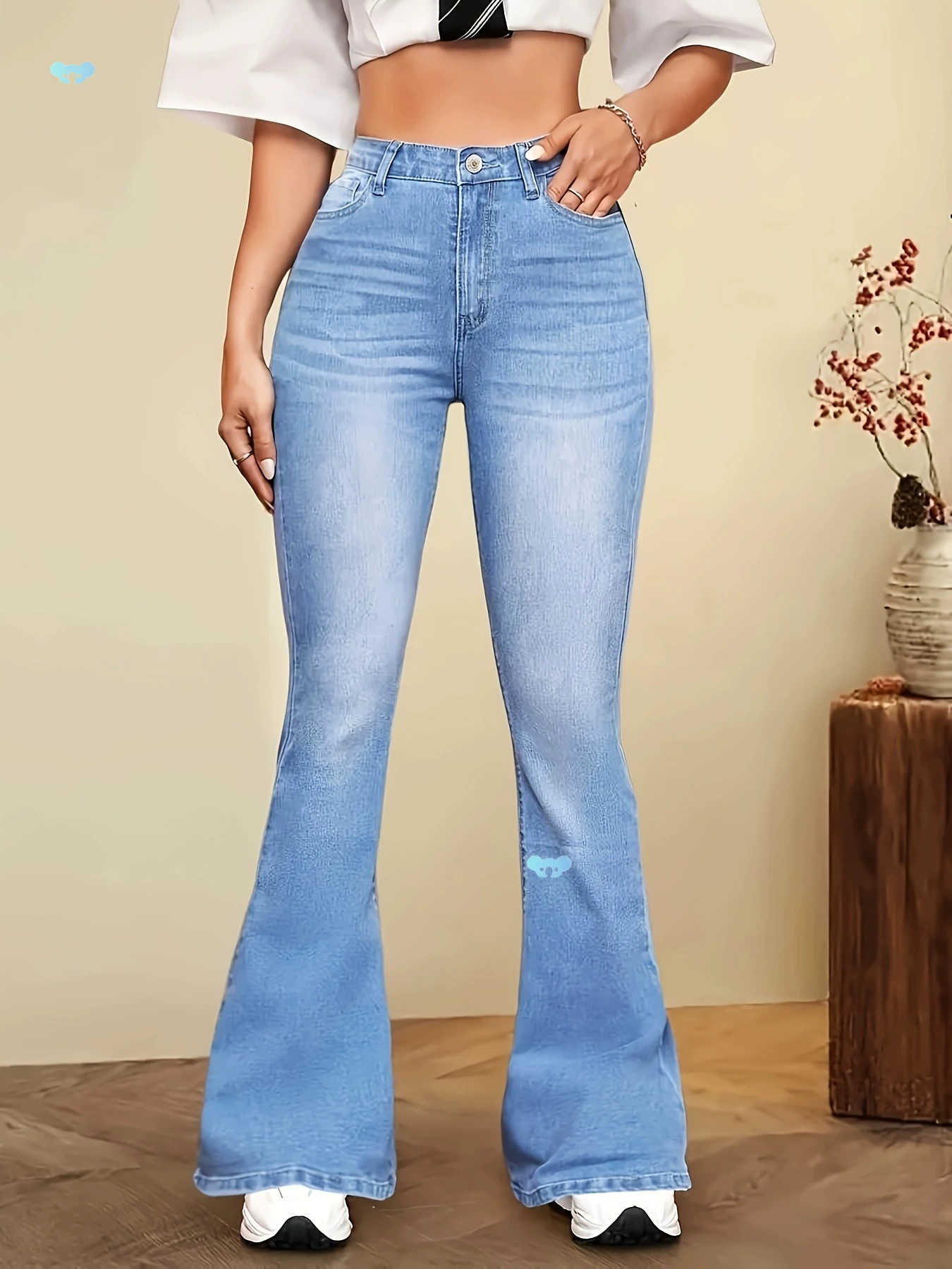 Женские широкие джинсы с высокой талией, эластичные, облегающие, легкие