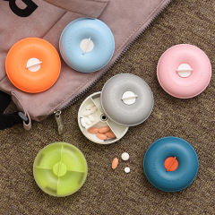 Donut-shaped soft candy snack divider, portable mini pill organizer, travel-ready, customizable logo