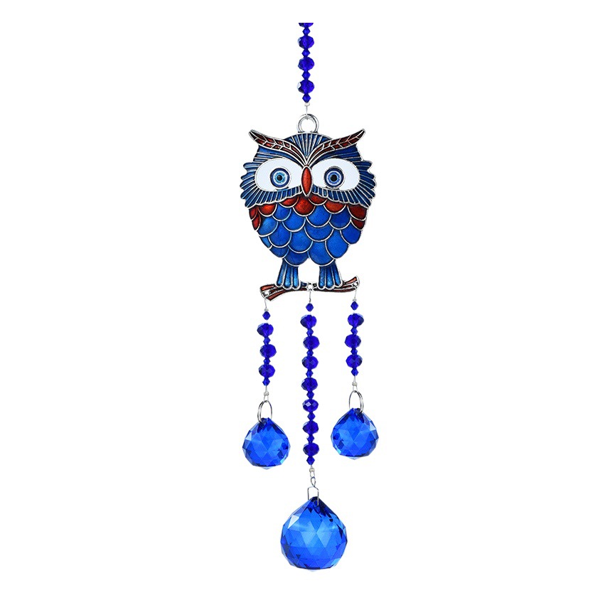 Suministro directo de fábrica transfronterizo nueva serie de decoración del jardín del ojo del diablo gran búho cristal Sun Catcher colgante