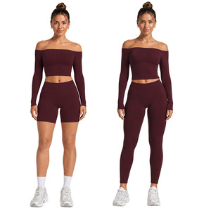 AYM040604 Yoga Set Long Sleeve Off-Shoulder Top Quick Dry Fitness Aoyema wholesale