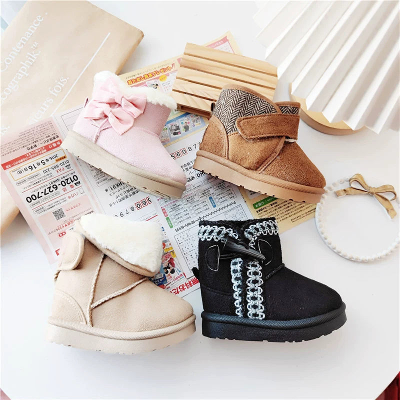 Японские экспортные зимние детские зимние ботинки, утепленная теплая хлопчатобумажная обувь для мальчиков и девочек, детская обувь с низким берцем, 13-18 см.