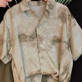 300斤大码男装复古巴领短袖衬衫男女夏季宽松巴洛克风格设计衬衣2