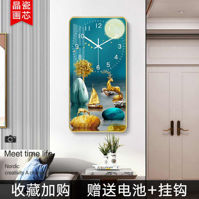 Moderno Hotel minimalista pasillo pintura decorativa reloj de lujo luz corredor Fondo colgante de pared pintura salón reloj mural