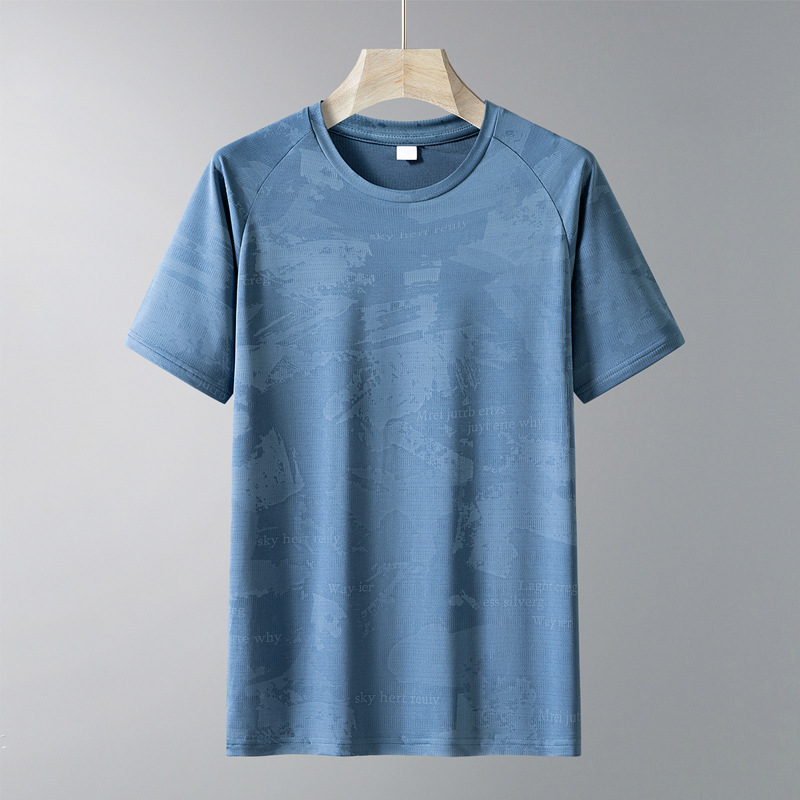 Camiseta de hielo transfronteriza de manga corta para hombres verano 2025 nueva ropa de secado rápida suelta para hombres camiseta de base de media manga grande image 4