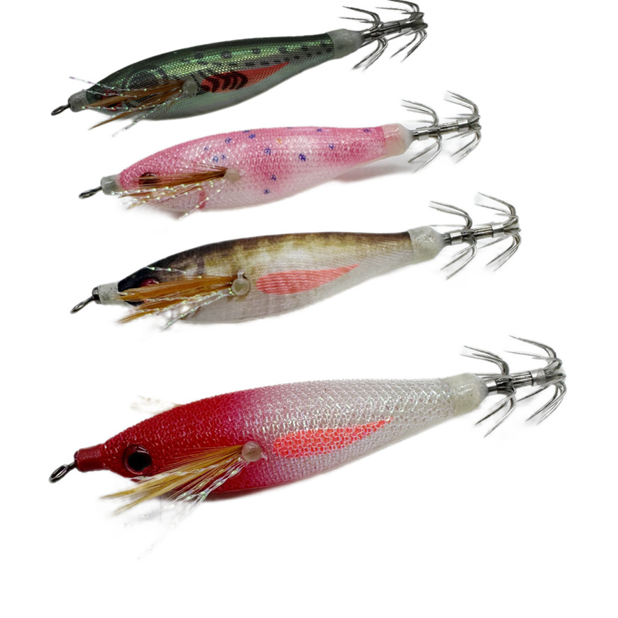 夜光翅膀8cm包布水平虾鱿鱼钩 路亚饵假虾 木虾仿真夜光鱼饵日本