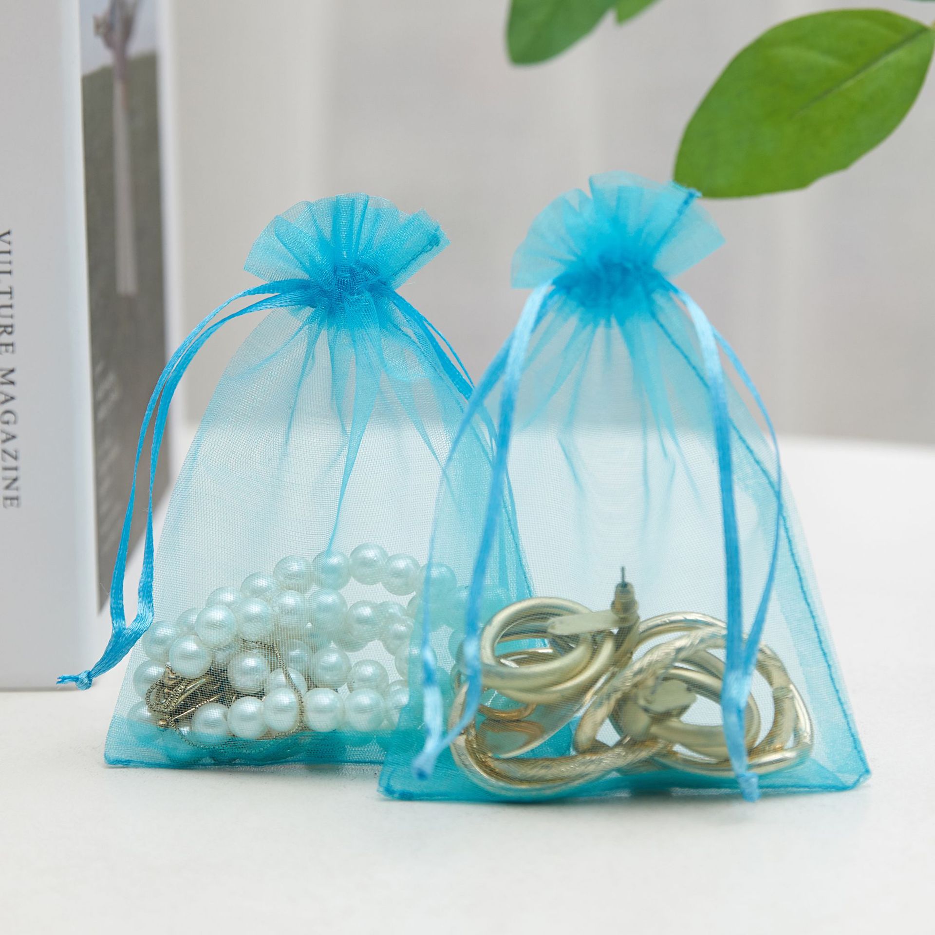 Bolsa de organza blanca al por mayor, bolsa de malla de perlas, bolsa de embalaje de regalo con boca de cordón, joyería de dulces de boda, bolsa de cordón, bolsa de almacenamiento