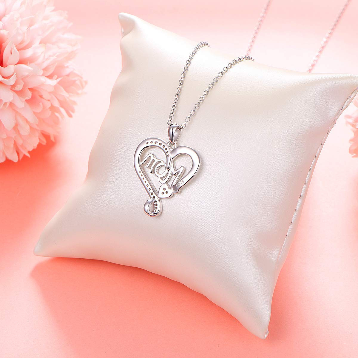 Women's Gender 925 Sterling Silver Rhinestones Plating Letter Heart Shape Pendant Necklace