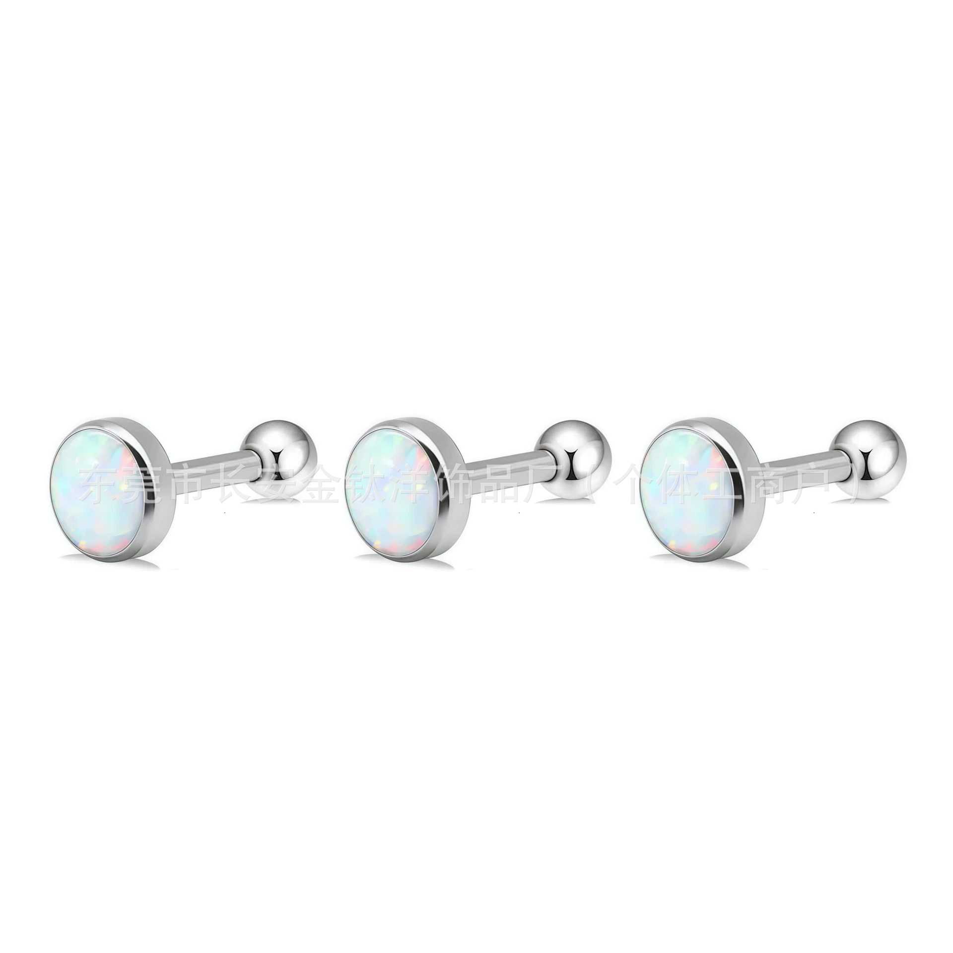F136 Titanium Internally Threaded Opal Tongue Piercing Stud - G23 Titanium Alloy Body Jewelry for Ear Cartilage and Conch detail image 7