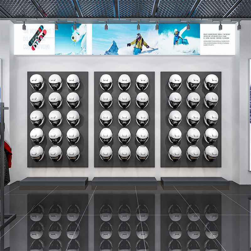 Tienda de nieve al aire libre de alto nivel, estante de exhibición de tienda de ropa, estante de exhibición retrógrado de doble capa móvil de tienda de ropa de hombre