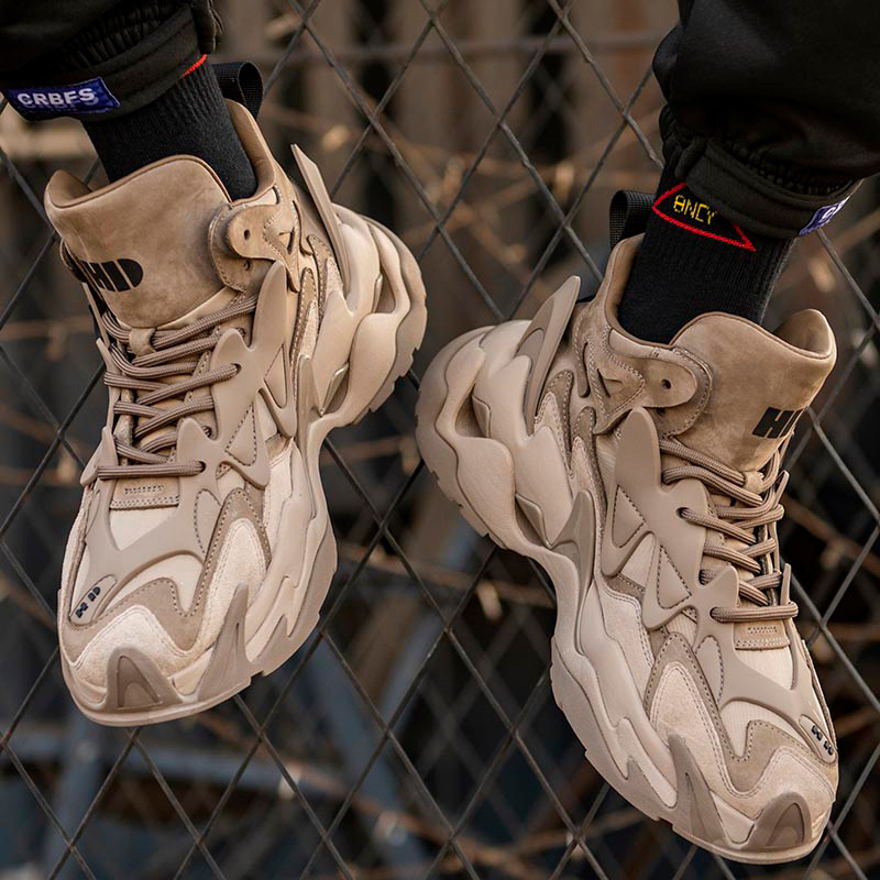 European Station Winter Work Boots Retro Fashion Casual High-Top Shoes Dad Shoes Thick Sole Outdoor Sports Men's Shoes