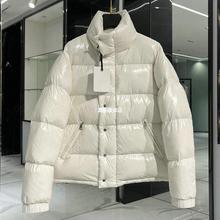蒙家高端代发防水白贝母漆皮亮面女式羽绒服冬季时尚外套