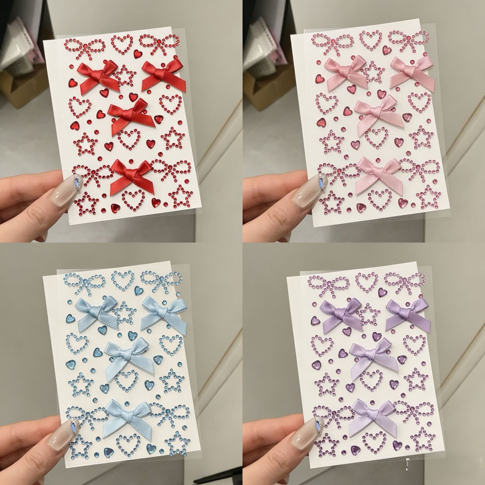 Heart-Shaped Bow Makeup Face Stickers, Hollow Star Stage Makeup Support Stickers, DIY Guka Packaging Decoration Stickers
