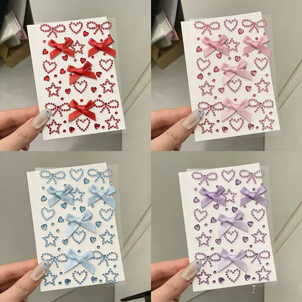 Heart-Shaped Bow Makeup Face Stickers, Hollow Star Stage Makeup Support Stickers, DIY Guka Packaging Decoration Stickers