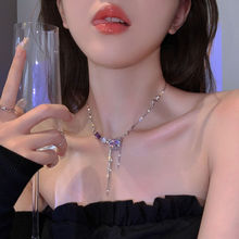 轻奢风辣妹黑色锆石项链蝴蝶ins流苏小众设计轻奢高级锁骨配饰链