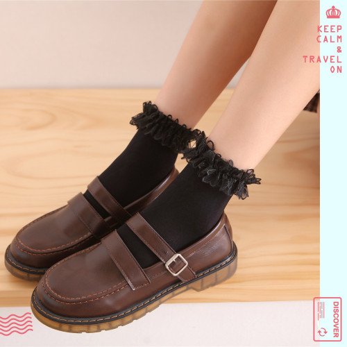 Sweet Japanese-style lace edge short socks velvet ruffled socks for female students Lolita princess knee-high stockings wholesale