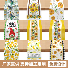 跨境定制亚麻桌旗丰收节复古客厅玄关装饰小桌旗亚马逊家居餐桌布