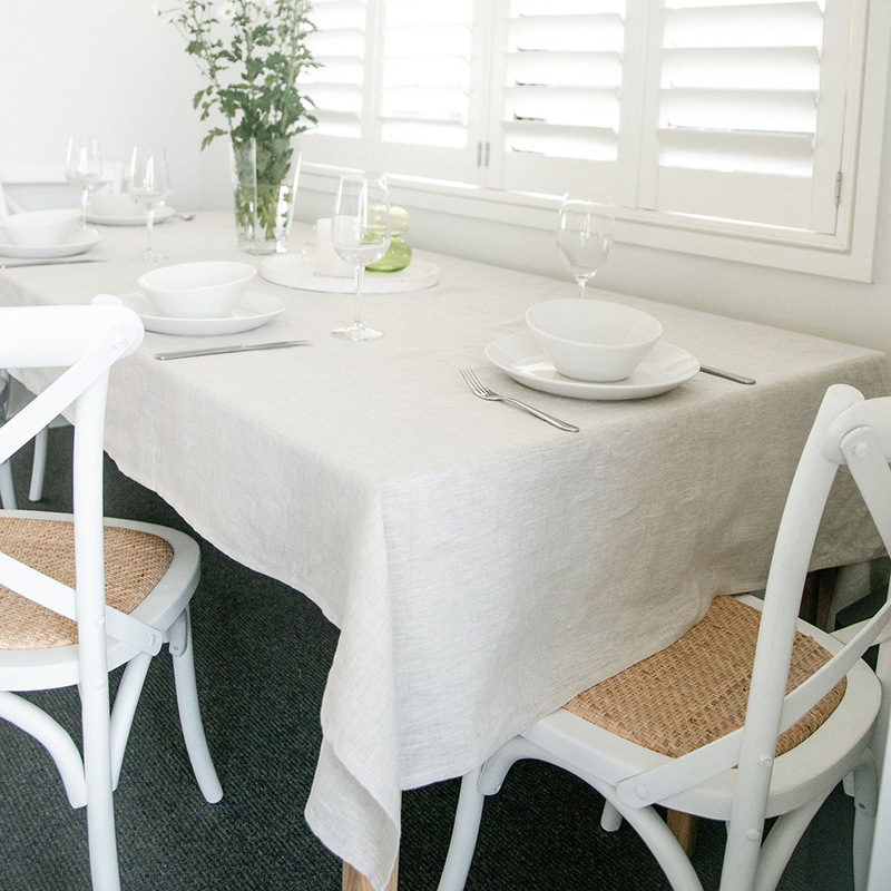Nordic Style Linen Tablecloth Light Luxury Fabric Solid Color Cotton and Linen Waterproof ins French Rain and Dew Linen Tablecloth Customized