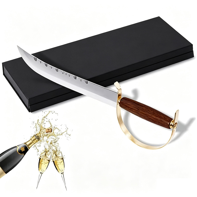 Nuevo cuchillo de champán ceremonial transfronterizo cuchillo de abertura de botellas de acero inoxidable cuchillo de champán sin hoja image 1