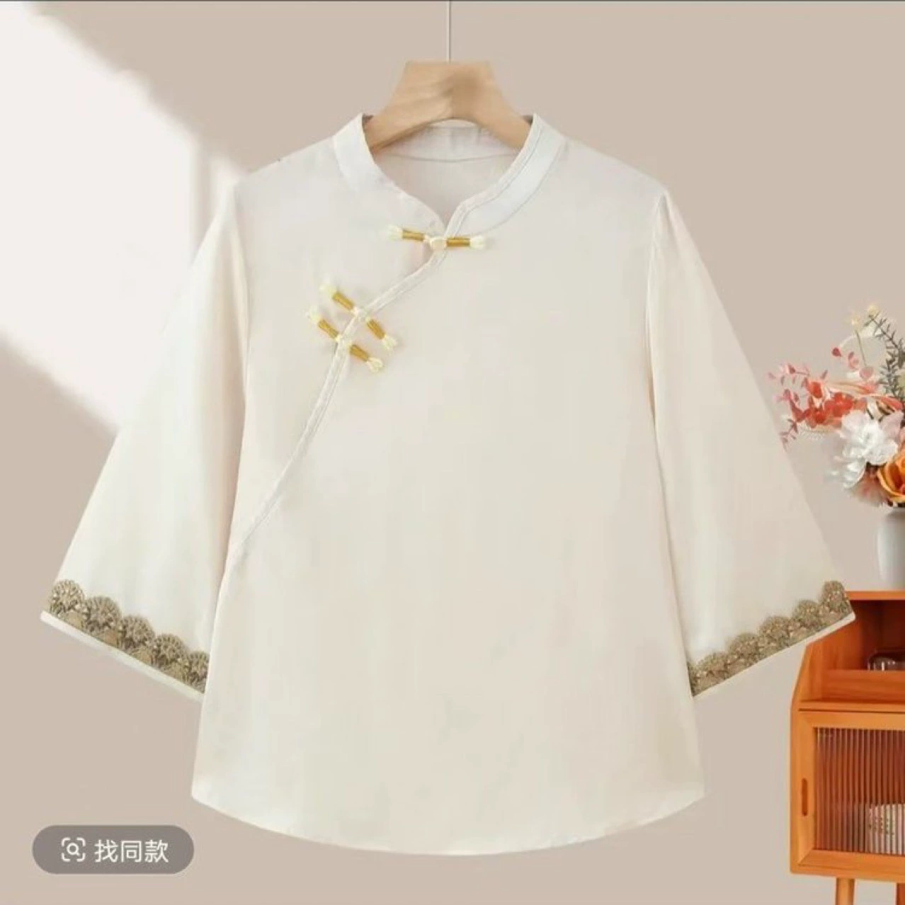 Новая китайская ретро-блузка с жаккардовым узором на пуговицах, летняя новинка 2025 года, национальный стиль, универсальная рубашка с воротником чонсам для женщин