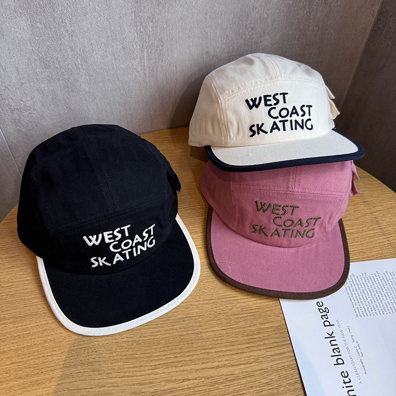 Trendige Baseballkappe im koreanischen Vintage-Stil mit japanischem Touch, flachem Schirm, für Damen, Outdoor-Streetwear, Hip-Hop-Schriftzug, figurschmeichelnd._voghion.com