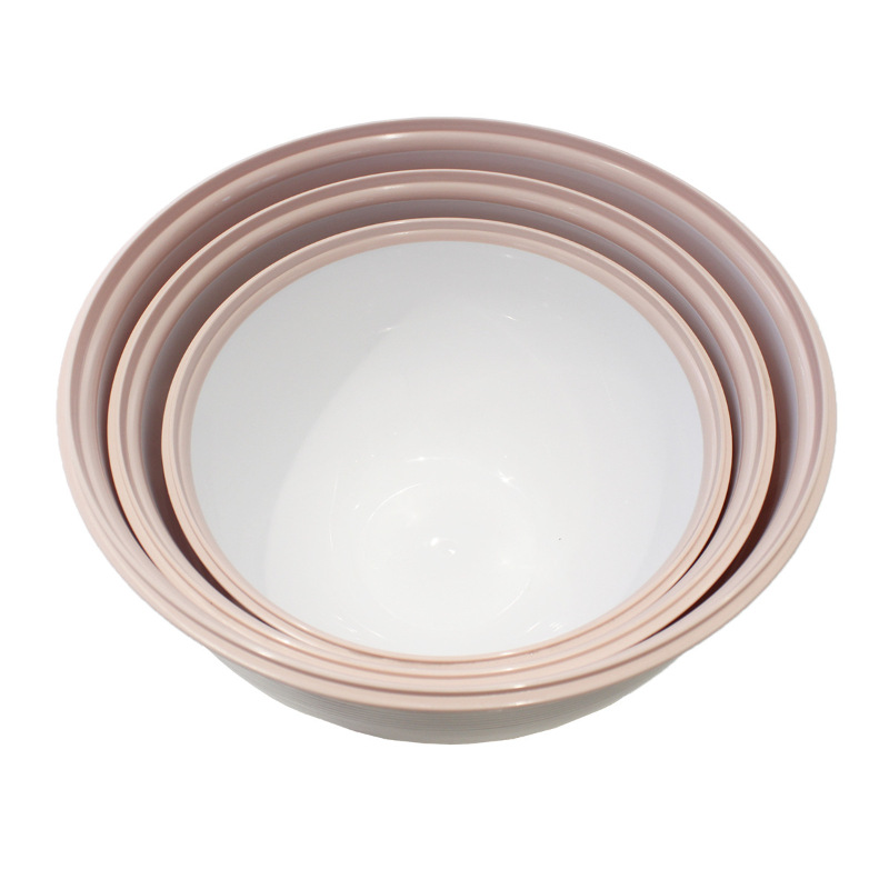 Tres piezas PP gran almacenamiento portátil tazón de ensalada redonda caja de preservación de color sólido sellado caja de plástico de fijación