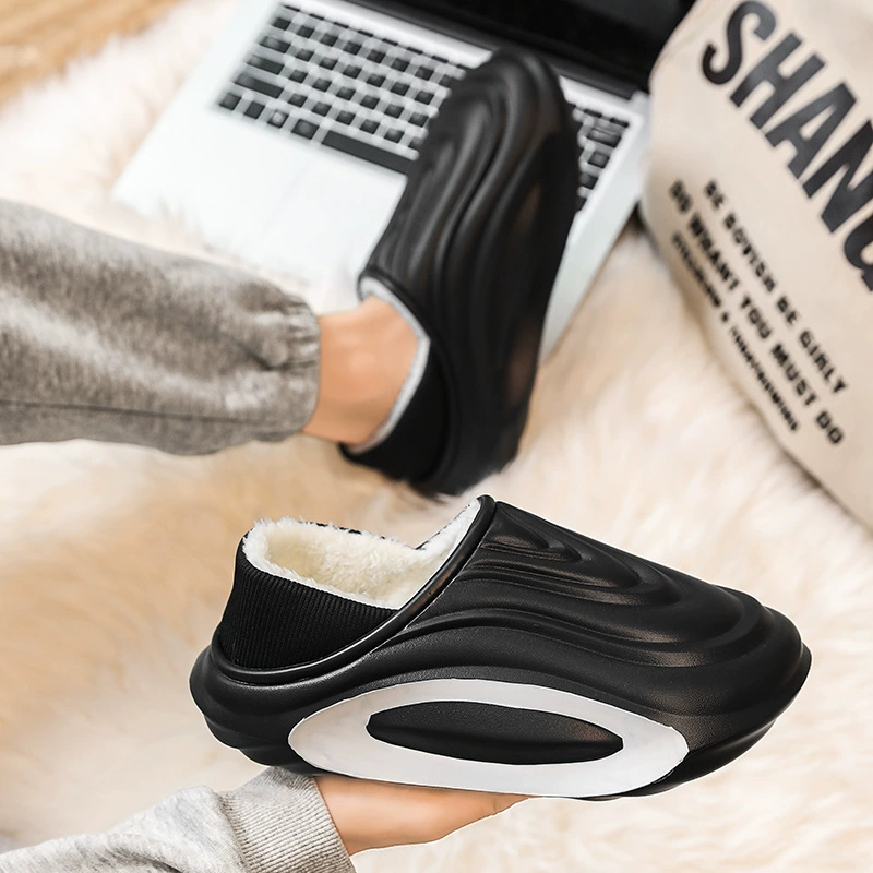 Мужские и женские тапочки из ЭВА с плюшевой подкладкой и утолщенным хлопком для домашнего использования, без застежек, двойного назначения, домашние тапочки, парные хлопковые тапочки.