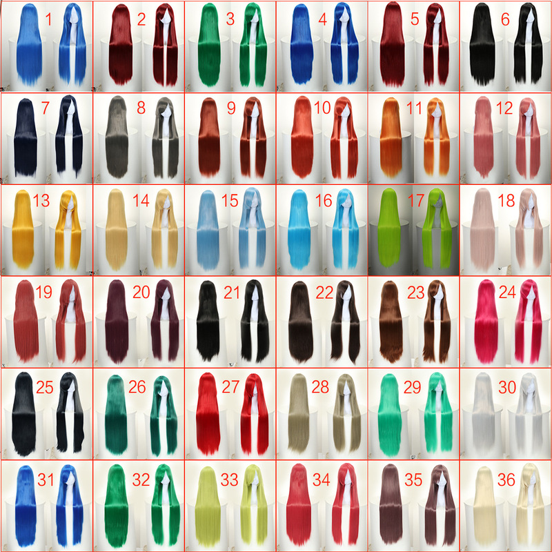 Anime Cosplay Wig 80cm Colorful Long Straight Hair Cos Anime Hair Export Hot Style High Temperature Fiber Rose Net