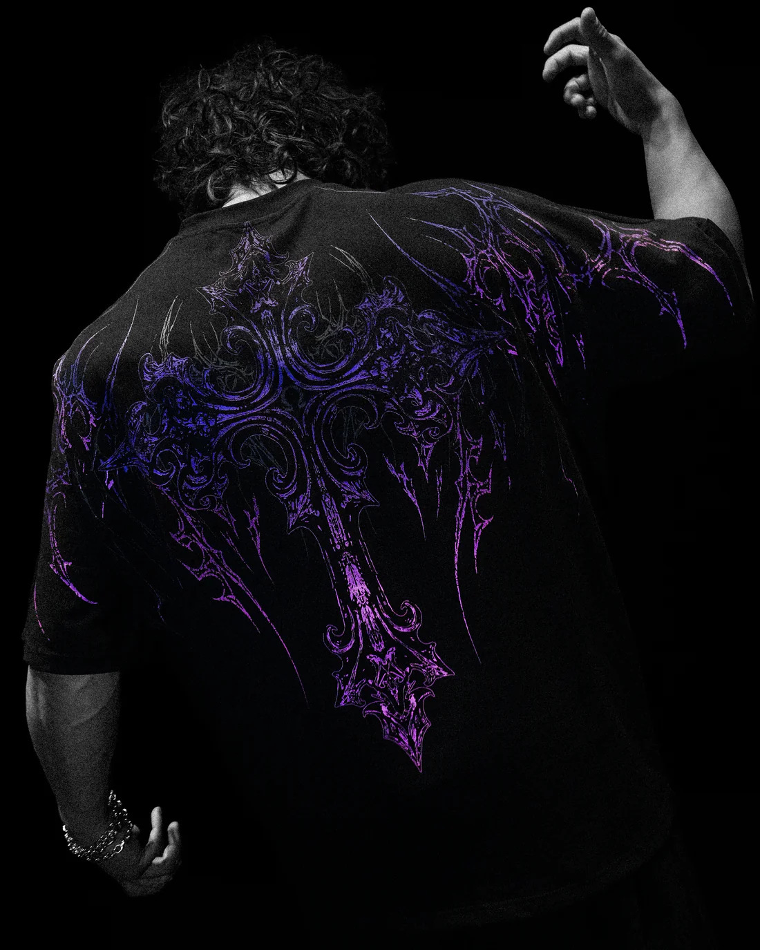 Breathedivinity Men's Oversized T-Shirt Dark Style American Trendy Brand Sports Casual Cotton Printed Short Sleeve 008_viptrois.com