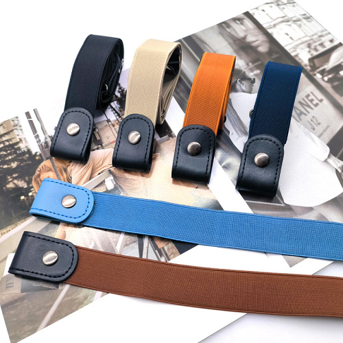 Short version slim stretch invisible buckle elastic adjustable lazy belt canvas casual simple fashion jeans