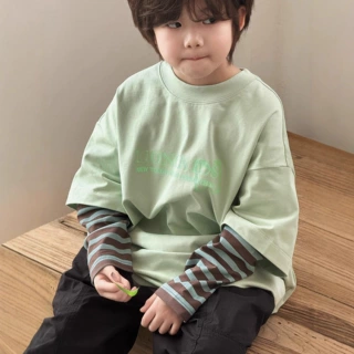 韩国童装中大童春装2026新款洋气男童卫衣纯棉韩范儿童假两件T恤