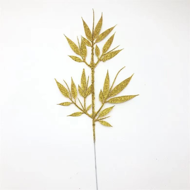 Polvo de oro hoja de bambú flores de Navidad árbol de Navidad decoración marco de fotos vestido máscara escena diseño de hoja de oro atmósfera de Navidad