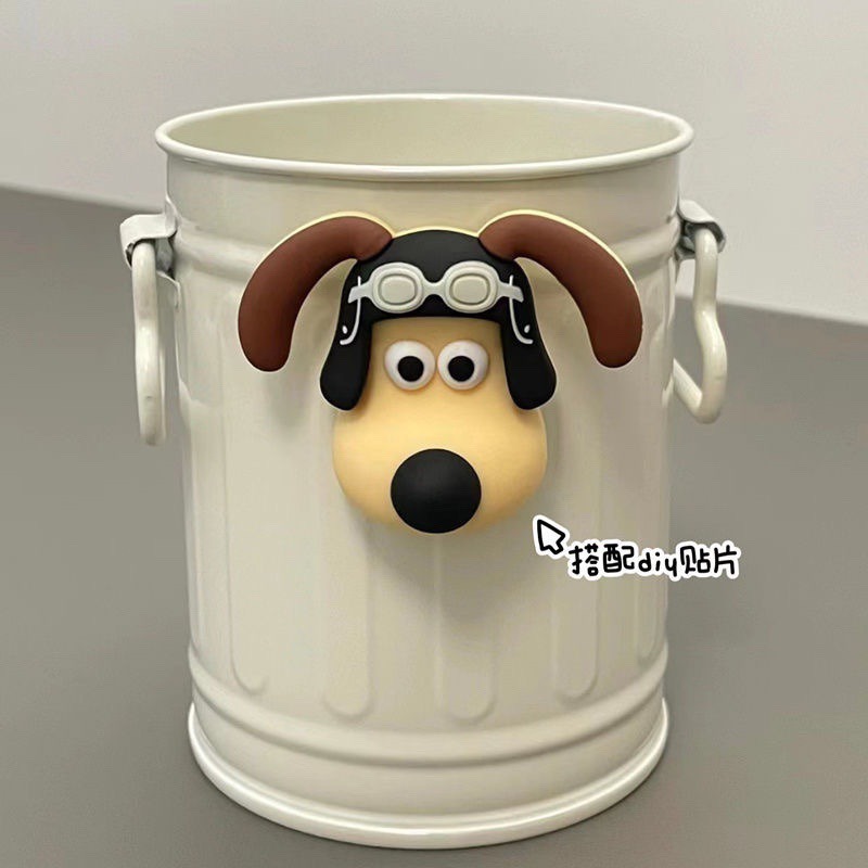 흰색 펜 홀더 + 리더 개 검은 모자 패치