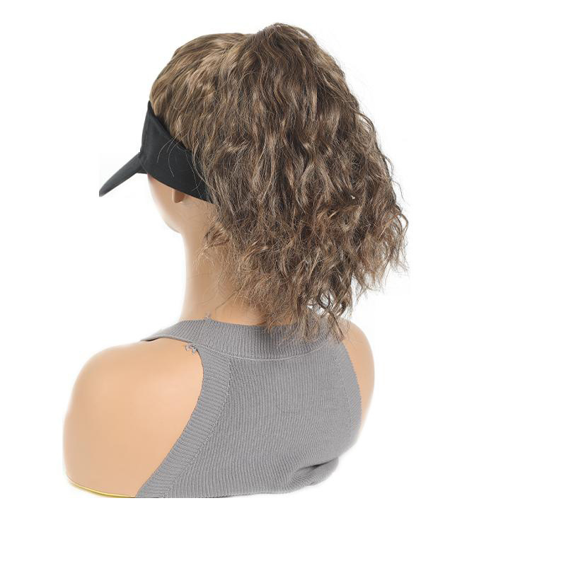 Comercio exterior Amazon venta caliente damas encapuchadas pelucas de cola de caballo personalidad europea y americana ondulado sombrero vacío peluca