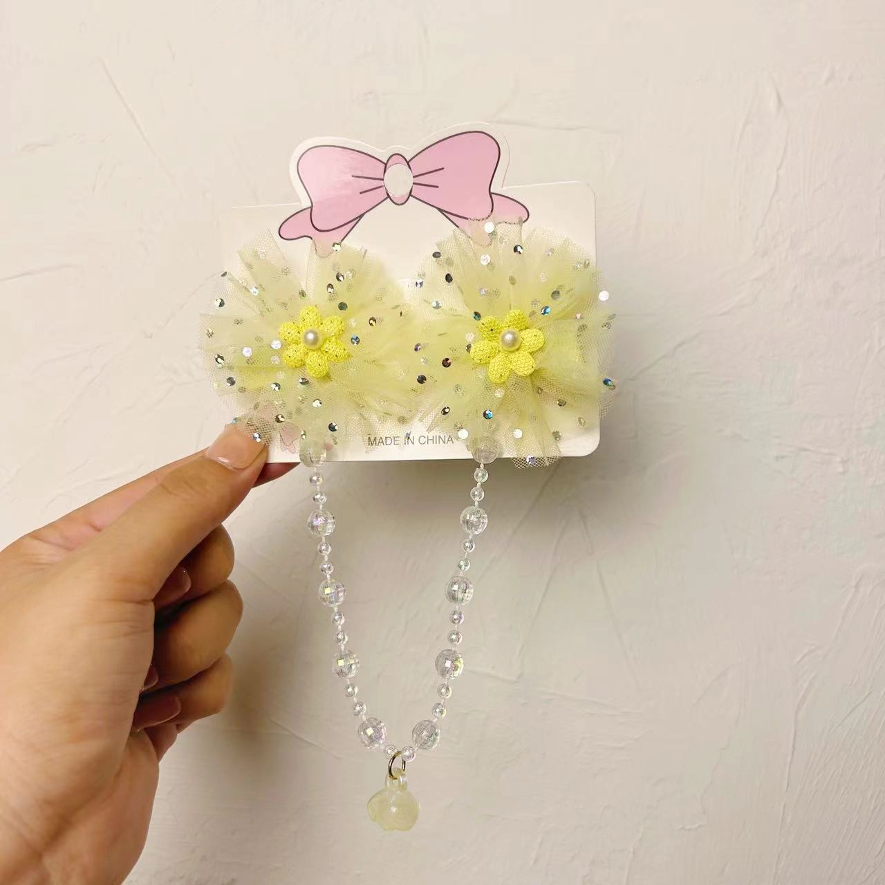 Flores de malla para niños nuevas tarjetas de cabello de niña super inmortal bebé trenzado cadena de cabello adornamiento de cabello estilo chino clip de ropa Han