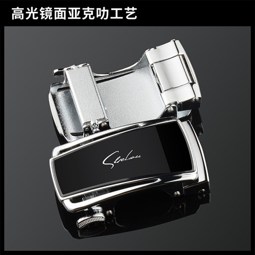 High-end Yakl automatic hollow mirror leather strap head 3.5 formal waist strap factory direct sales with printed LOGO
