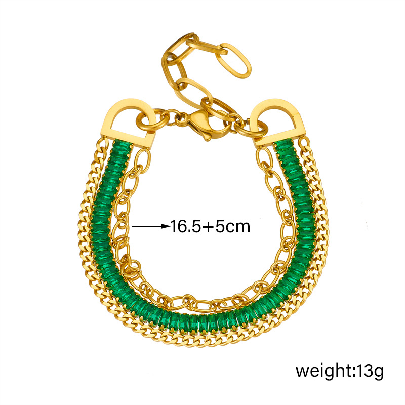 Women's Gender Elegant Lady Geometric Titanium Steel Diamond Bracelets In Bulk