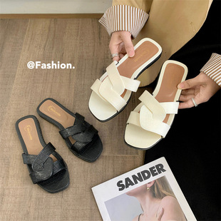 Fashionable Flat High-end Slippers Women's Summer New Fairy Style All-match Soft Bottom Toe Beach Roman Shoes for Women