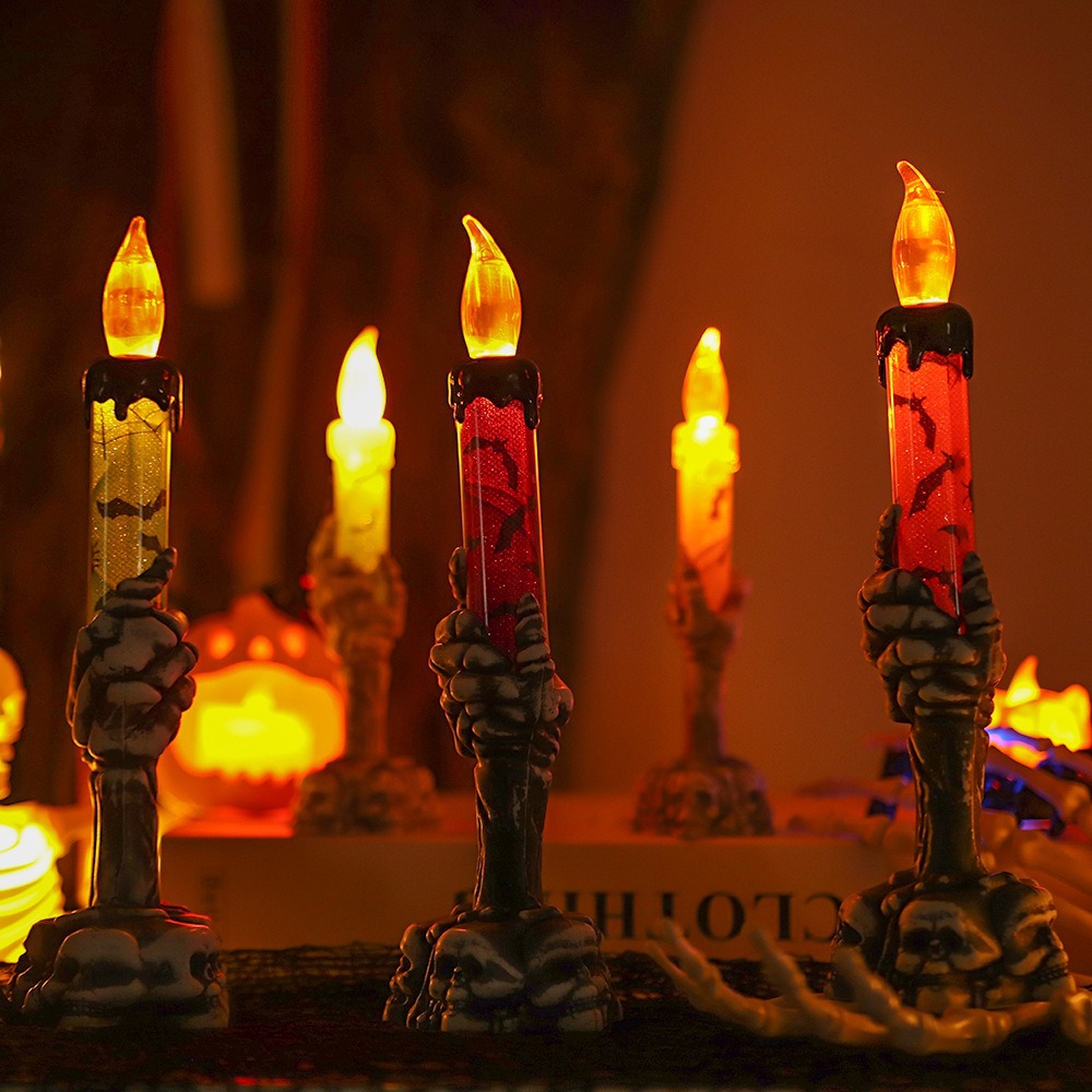 Lámpara de vela de Halloween horrores mano fantasma calavera lámpara barra KTV accesorios de decoración LED flash electrónico calabaza lámpara